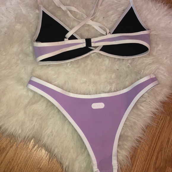 Purple hoaka swimsuit with white piping! - Picture 2 of 5